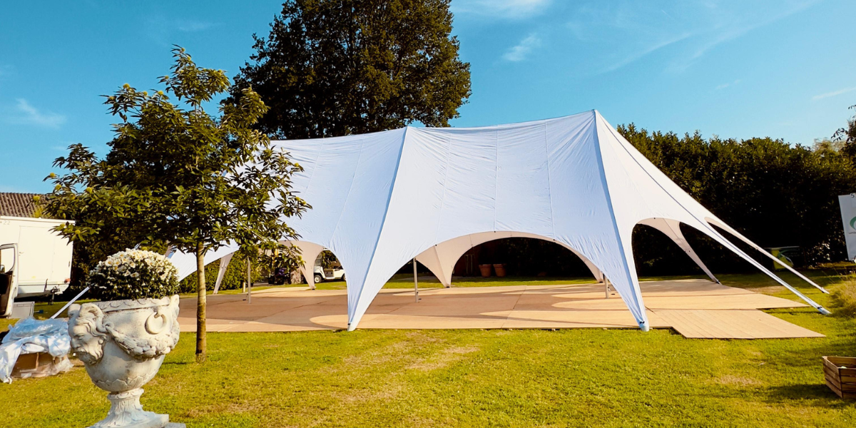 Sternenzelt mieten EmsEvents Verleih Festzelt fuer Hochzeit Party mit Seitenwaenden